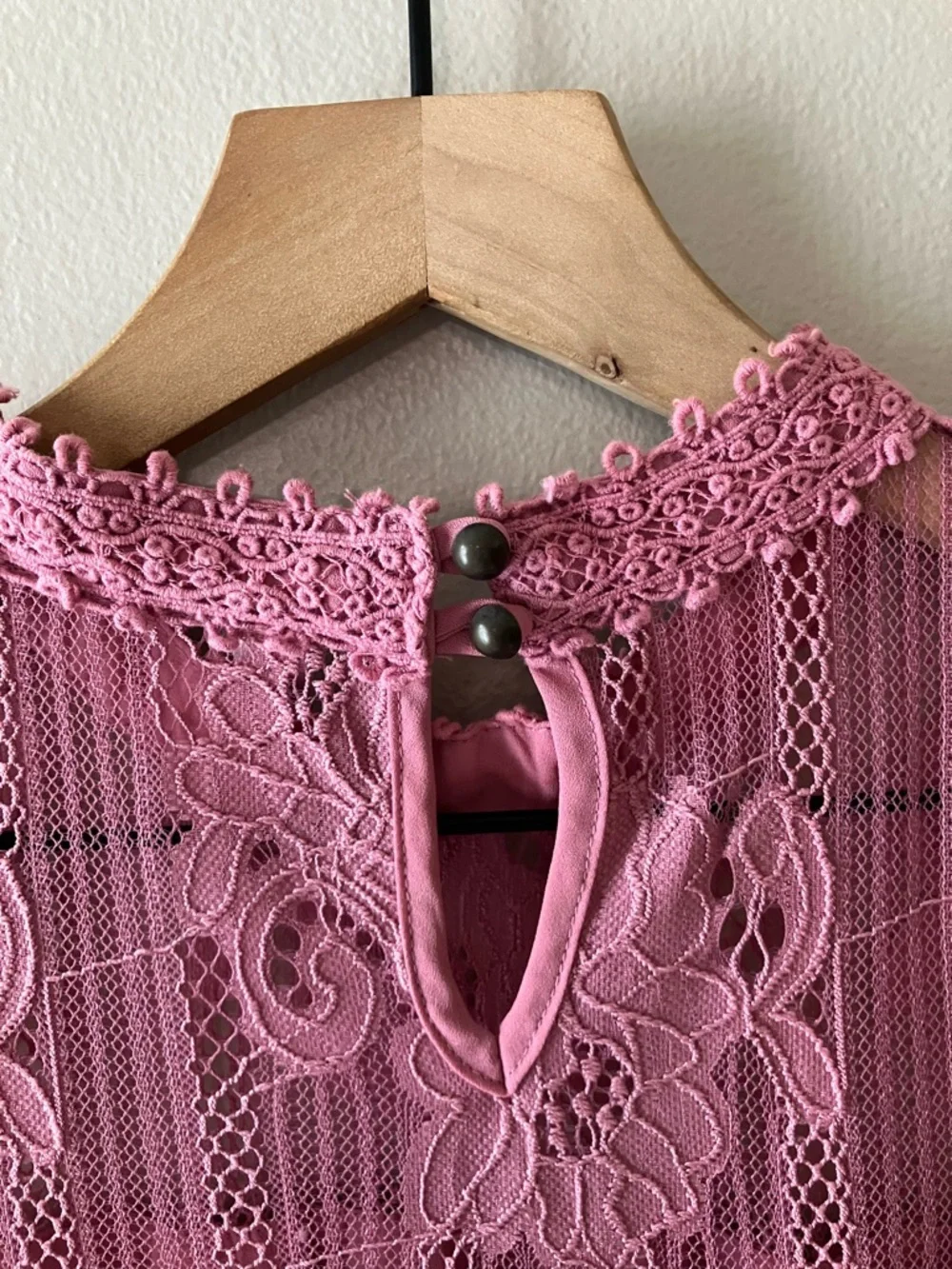 XHILARATION Pink High Neck Lace Tunic